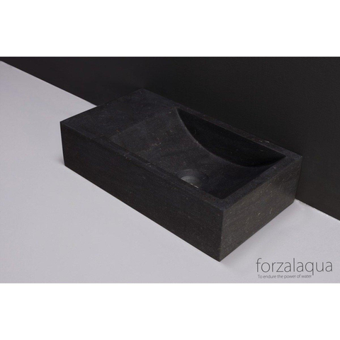 Forzalaqua Venetia fonteinbak 40x22x10cm wasbak Rechts 0 kraangaten Natuursteen Hardsteen gezoet SW369822