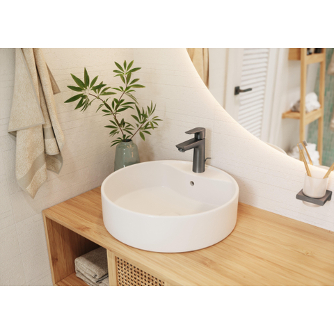 Hansgrohe AddStoris Q glashouder - met glas - geborsteld zwart chroom (antraciet) SW651570