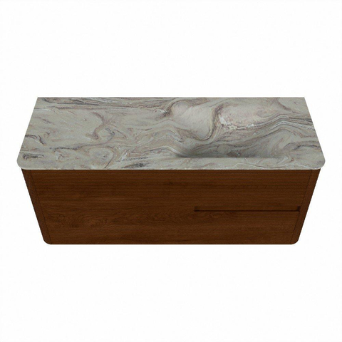 Mondiaz CIRO-DLUX Ensemble de meubles de salle de bains - 120x45x50cm - lavabo solid surface Glace - 1 vasque à droite - sans trous de robinet - 2 tiroirs - Ruby SW1531670