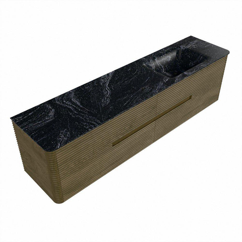 Mondiaz CIRO-DLUX Ensemble de meubles de salle de bains - 190x45x50cm - Lavabo solid surface Lava - 1 vasque à droite - sans trous de robinet - 4 tiroirs - Dusk SW1533072
