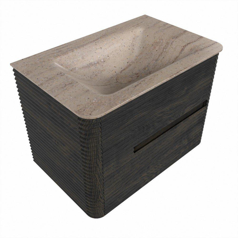 Mondiaz CIRO-DLUX Meuble de salle de bains avec vasque - 70x45x50cm - Plan-vasque Solid surface Saba - 1 cuve au milieu - sans trous de robinetterie - 2 tiroirs - Shadow SW1532685