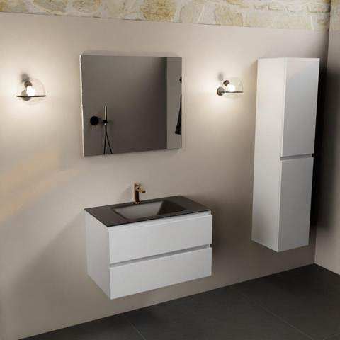 Mondiaz Aivy badmeubelset - 80x45x50cm - 1 kraangat - 1 wasbak urban Solid surface - Midden - 2 lades - Zonder spiegel - MDF Talc SW892171
