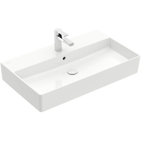 Villeroy & Boch memento 2.0 wastafel onderzijde - geslepen - 80x47cm - met overloop - 1 kraangat - White Alpine (glans wit) SW354339