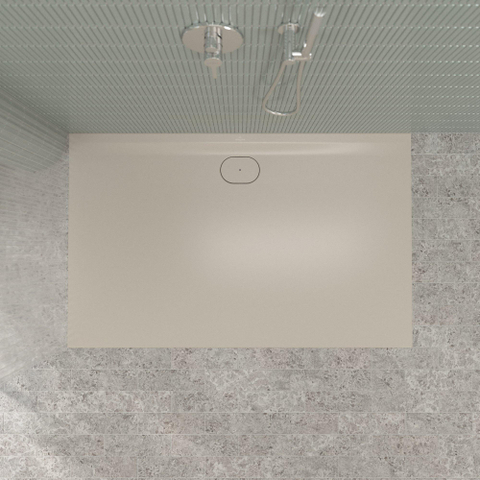 Villeroy & Boch Ecora douchebak - 160x100x3.5cm - afvoer lange zijde - almond (beige) SW1558965