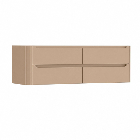H&R Badmeubelen Juice Wastafelonderkast - 160x45x50cm - linkerhoek afgerond - 4 lades - geïntegreerde greep - Peach SW1491307