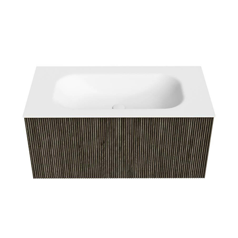 Mondiaz KURVE Ensemble meuble de salle de bains - 90x46x40cm - 1 tiroir - vasque solid surface - centrale - sans trou de robinet - Shadow SW1414215