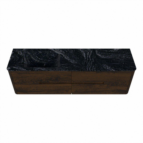 Mondiaz CIRO-DLUX Meuble de salle de bains - 170x45x50cm - Plan vasque solid surface Lava - 1 lavabo à gauche - sans trous de robinet - 4 tiroirs - Noyer SW1530185