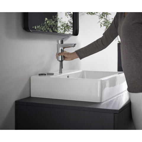 Hansgrohe Logis 1 greeps wastafelkraan - 100 met afvoerplug - hoogglans chroom 0605652