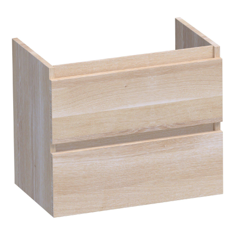BRAUER Joy meuble sous-lavabo peu profond - 60x39x50cm - 2 tiroirs softclose - sans poignées - 1 découpe pour siphon - chêne massif - lattes de chêne blanc SW393166