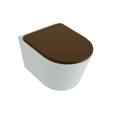 Mondiaz LAVIE hangtoilet – spoelrandloos – 36 x 53 cm – met softclose zitting – Greey (lichtgroen/grijs), zitting Rust (bruin) SW1208700