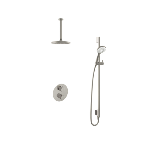 Hotbath Buddy IBS - Regendoucheset - 30cm plafondarm - 20cm ronde hoofddouche - 3 standen handdouche - glijstang - 2-weg-omstel - geborsteld nikkel (RVS) SW298847