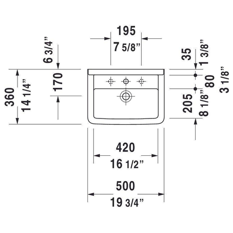 Duravit Starck 3 Wastafel - 50x36cm - wit 0312452