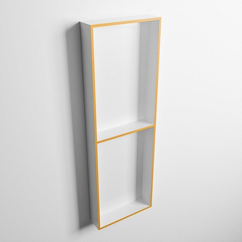 Mondiaz Easy nis 29.5x149.5x8cm voor Inbouw/opbouw 2 open vakken Solid surface Talc/Ocher SW643841