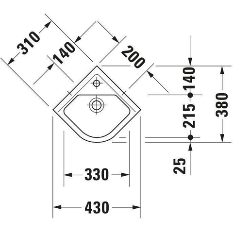 Duravit Starck 3 Hoekfontein - 43x38.5cm - wit 0313777