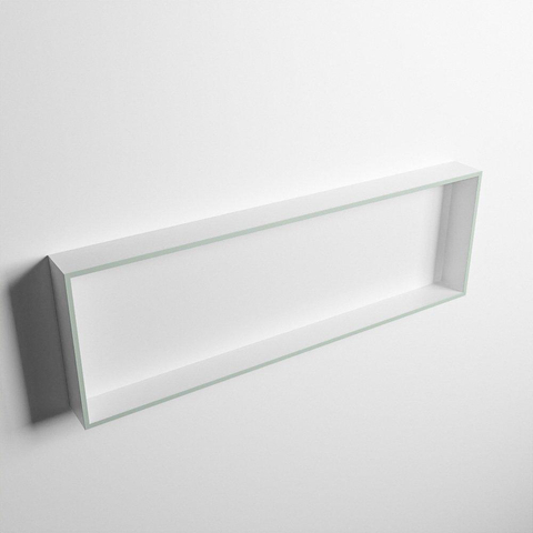 Mondiaz Easy nis 29.5x89.5x8cm voor Inbouw/opbouw 1 open vak Solid surface Talc/Greey SW643700
