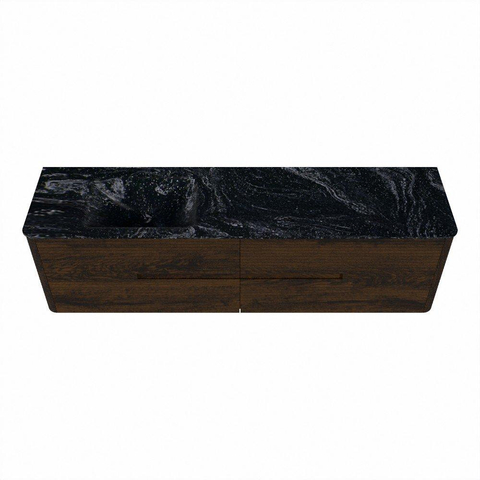Mondiaz CIRO-DLUX Meuble de salle de bains - 180x45x50cm - Lavabo solid surface Lava - 1 vasque à gauche - 1 trou pour robinet - 4 tiroirs - Noyer SW1530175