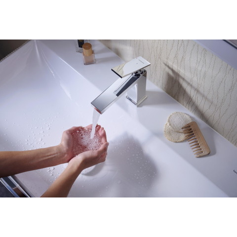 Hansgrohe Tecturis E Eengreeps wastafelkraan - 110 - coolstart - met PopUp - trekwaste - hoogglans chroom SW918525