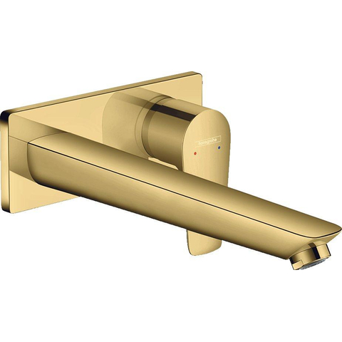 Hansgrohe Talis e Eengreeps wastafelmengkraan - afbouwdeel - voor wandmontage plaat - voorsprong 225 mm en PushOpen - afvoerplug - glans goud SW297659