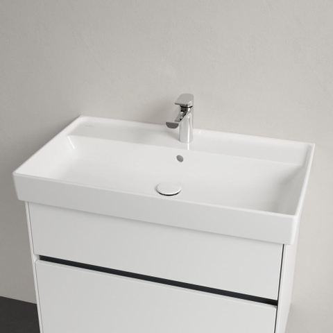 Villeroy & Boch Collaro meubelwastafel - 80x47cm - met overloop - 1 kraangat CeramicPlus - White Alpine (glans wit) SW358314