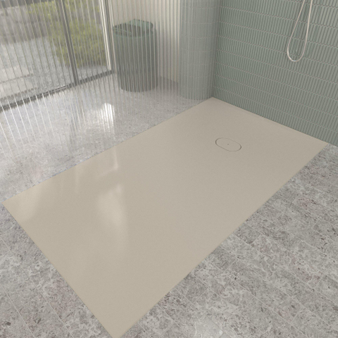 Villeroy & Boch Ecora douchebak - 180x100x4.5cm - afvoer korte zijde - almond (beige) SW1558928
