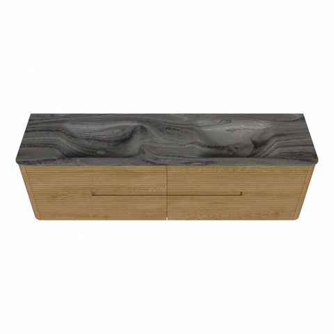 Mondiaz CIRO-DLUX Meuble de salle de bains - 170x45x50cm - Plan vasque solid surface Sombra - 2 lavabos double - 2 trous de robinet - 4 tiroirs - Chêne SW1531277
