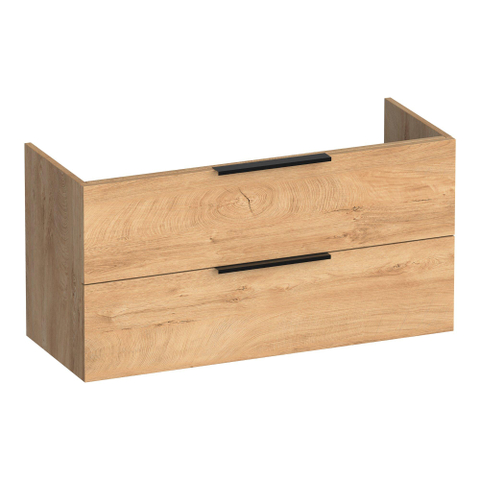 BRAUER Elevate meuble sous-lavabo peu profond 100 sans poignées rapportées 2 tiroirs softclose et 1 découpe pour siphon - Forest Tan SW1200202