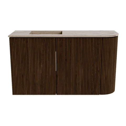 Mondiaz JOYA-DLUX 71.6cm toiletmeubel - ronding rechts kleur Walnut - Wastafel FAYE positie Links 1 kraangat kleur Arena. SW1424365