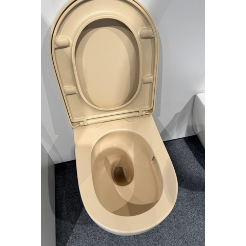 QeramiQ Dely Swirl WC suspendu – sans bride – profondeur 53 cm – avec abattant fin (slim) softclose – beige mat SW1026263