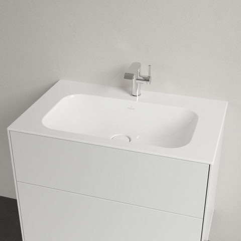 Villeroy & Boch finion meubelwastafel - 1 kraangat - 80x50cm CeramicPlus - zonder overloop - White Alpine (glans wit) SW106520