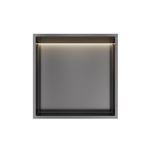 Hotbath &MORE Inbouwbox of inbouwnis - 30x30x10 - met LED - IP44 - PVD - geborsteld gunmetal (antraciet) SW1246563