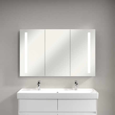 Villeroy & Boch my view 14 My View spiegelkast - met 2 deuren - met geïntegreerde LED verlichting verticaal - 120x75x17.3cm - zilver 1024982