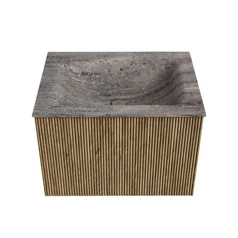 MONDIAZ KURVE-DLUX 60cm badmeubel kleur Dusk met 1 lade en 0 deuren. Wastafel CLOUD Midden zonder kraangat Oza. SW1432950