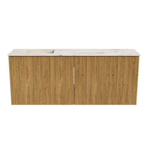 Mondiaz JOYA-DLUX 100cm toiletmeubel - kleur Oak - Wastafel FAYE positie Links 1 kraangat kleur Nata. SW1424030