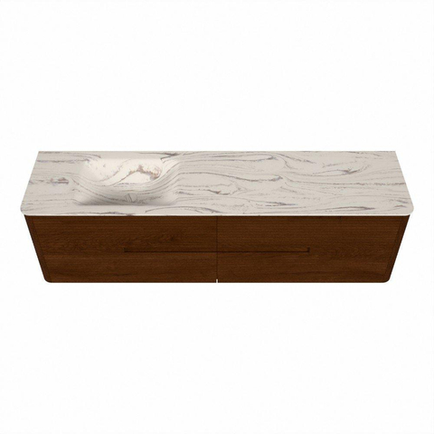Mondiaz CIRO-DLUX Meuble de salle de bains - 180x45x50cm - Plan vasque solid surface Nata - 1 vasque à gauche - sans trous de robinetterie - 4 tiroirs - Ruby SW1532067