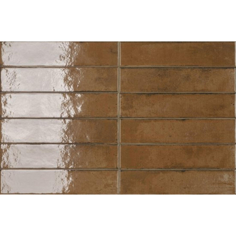 ÉCHANTILLON Ceralto Pavero Core Carrelage mural - 6X27cm - 7.7mm - Rectangle - Terracotta brillant SW1220889
