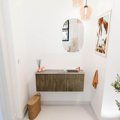 Mondiaz JOYA-DLUX 100cm toiletmeubel - kleur Dusk - Wastafel FAYE positie Rechts 1 kraangat kleur Oza. SW1425990
