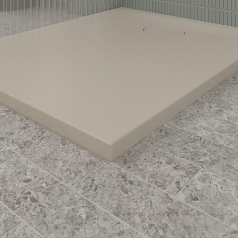 Villeroy & Boch Ecora douchebak - 100x80x3.5cm - afvoer korte zijde - almond (beige) SW1558917