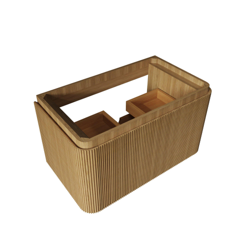 Royal Plaza Terra Edge Ensemble meuble de salle de bains - 80x45.5x46cm - vasque en céramique blanc brillant - 1 vasque - sans trous de robinet - 2 tiroirs - sandwood (chêne clair) SW1471928