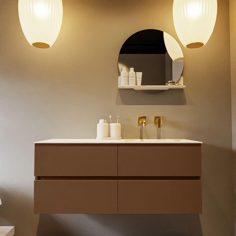 MONDIAZ VICA-DLUX Ensemble meuble de salle de bains - 120cm - meuble bas rust - 4 tiroirs - vasque encastrée cloud à droite - sans trous de robinetterie - version haute 60cm - frape SW1089093