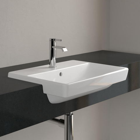 Villeroy & Boch Avento voorbouwwastafel - 55x36cm - 1 kraangat - met overloop - White Alpine (glans wit) SW106444