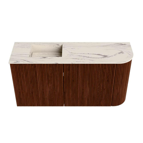 Mondiaz JOYA-DLUX 81.6cm toiletmeubel - ronding rechts kleur Ruby - Wastafel FAYE positie Links Zonder kraangat kleur Nata. SW1425456