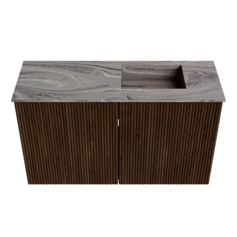 Mondiaz JOYA-DLUX 70cm meuble de salle de bains - couleur Walnut - Vasque FAYE position Droite 1 trou de robinet couleur Sombra. SW1424705