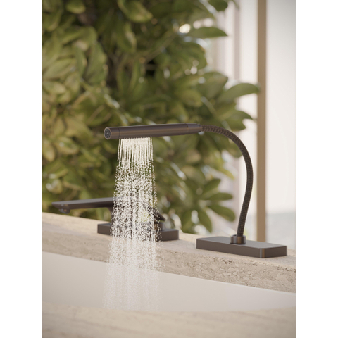 Hansgrohe Axor Citterio C afbouwdeel v. 3-gats inbouw badrandkraan m. sbox en cubic cutm. handdouche. voorsprong 15.5cm - brushed black chrome SW1152201