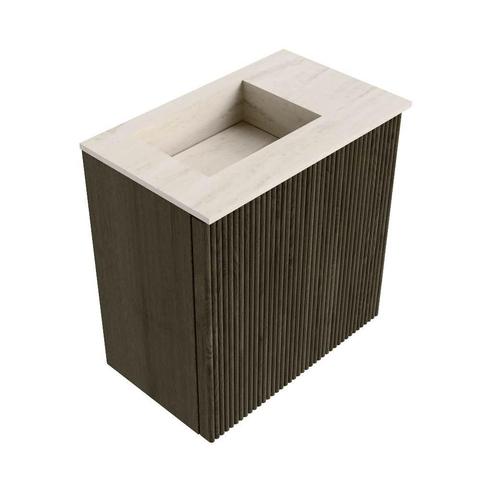 Mondiaz JOYA-DLUX 40cm toiletmeubel - kleur Shadow - Wastafel FAYE positie Links Zonder kraangat kleur Meli. SW1424865