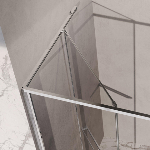 BRAUER Luminis Porte de niche - 120x200 - 2 éléments pivotants vers l’intérieur - verre transparent - réversible - avec revêtement en verre - chrome SW1580838