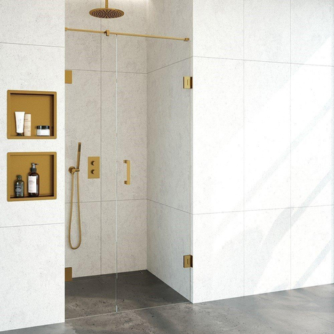 BRAUER Void porte de douche - 100x200cm - porte pivotante - 2 éléments - doré brossé SW638624
