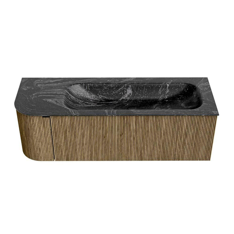 Mondiaz KURVE-DLUX Ensemble de meuble de salle de bains - 135x46x40cm - 1 tiroir - 1 porte - lavabo solid surface - droit - sans trou de robinet - Dusk SW1415266