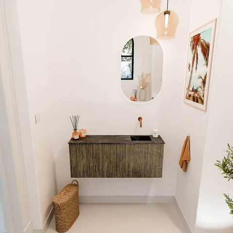 Mondiaz JOYA-DLUX 100cm toiletmeubel - kleur Dusk - Wastafel FAYE positie Rechts Zonder kraangat kleur Lava. SW1423259
