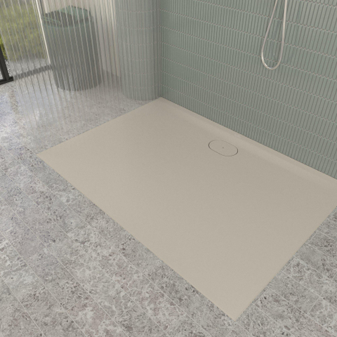 Villeroy & Boch Ecora douchebak - 140x100x3.5cm - afvoer lange zijde - almond (beige) SW1559000
