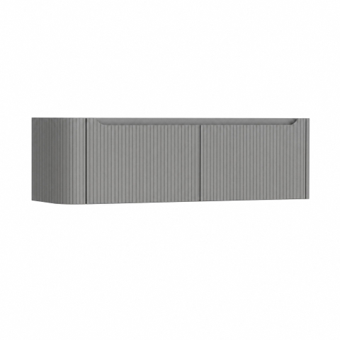 H&R Badmeubelen Juice Wastafelonderkast - 140x45x40cm - linkerhoek afgerond - 3D-front - 2 lades - geïntegreerde greep - stone grey mat SW1260171